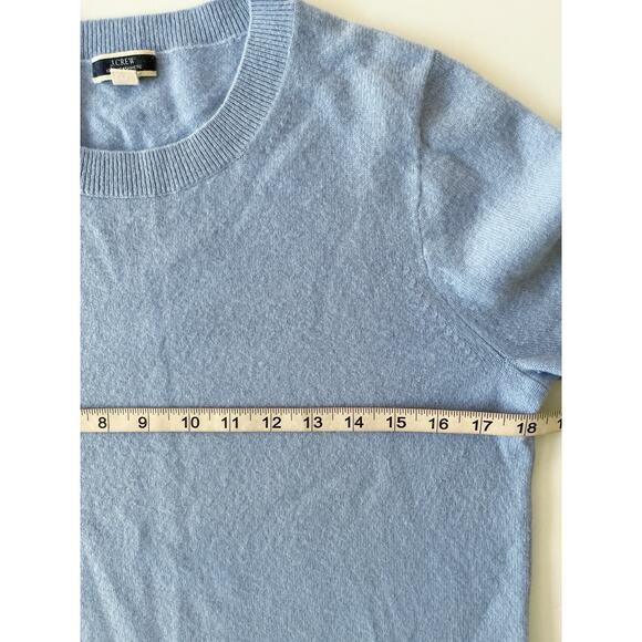 J Crew Cashmere Sweater Women L Light Blue Crew Neck Preppy Lightweight Classic - Picture 6 of 10